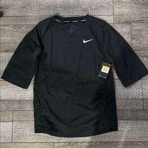 Nike Baseball Black V-Neck Half-Sleeve 3/4 Windbreaker Jacket